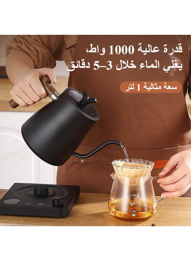 فلوكسهوم غلاية برقبة إوزة سعة 1 لتر V60 لتحضير القهوة بطريقة الصب اليدوي، غلاية ماء ساخن مع ضبط درجة الحرارة بواسطة مقبض وعرض رقمي، عزل حراري تلقائي، مصنوعة من الستانلس ستيل، قدرة 1000 واط، مناسبة للمنزل والمكتب (أبيض) - Image 2